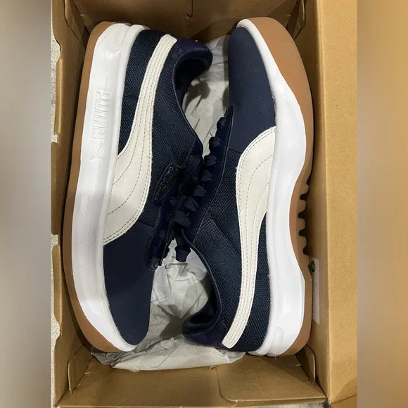 PUMA California Navy and White Sneakers - Picture 4 of 5